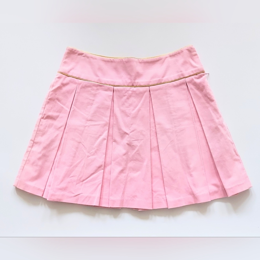 Tailor New York Pleated Corduroy Skirt Size 6 Pink Gold Trim Lined